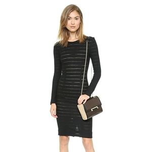 L'AGENCE Long Sleeve Gray Shadow Stripe Sheath Dress Size 4